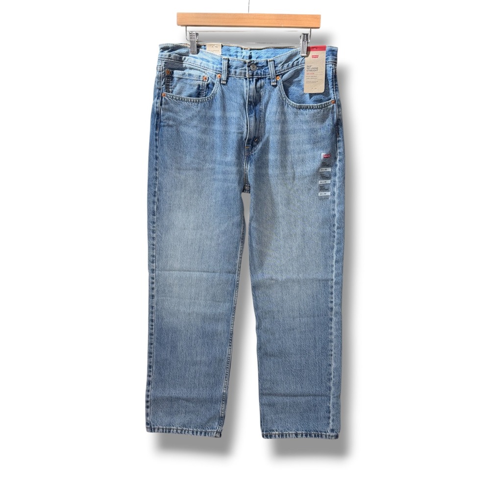 Levis 565 '97 Loose Straight Jeans Mens 34x32 Light Wash Blue 100% Cotton NEW